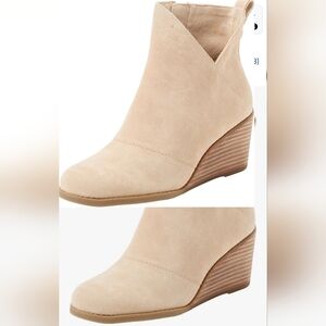 Toms Tan Suede Wedge Booties